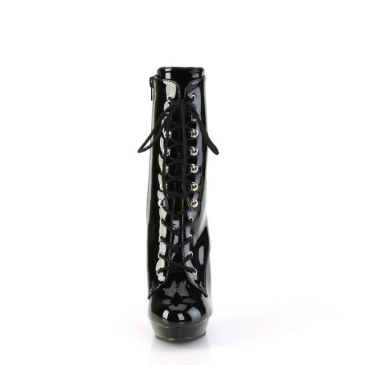 Image of Fabulicious SULTRY-1020 Blk Pat/Blk 6 Inch Heel 1 Inch PF Lace-Up Ankle Boot Side Zip