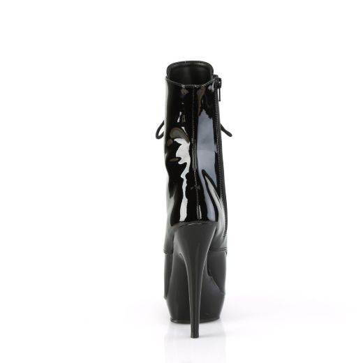 Image of Fabulicious SULTRY-1020 Blk Pat/Blk 6 Inch Heel 1 Inch PF Lace-Up Ankle Boot Side Zip