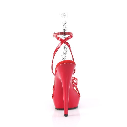 Image of Fabulicious SULTRY-638 Red Pat/Red 6 Inch Heel 1 Inch PF Wrap Around Knotted Strap Sandal