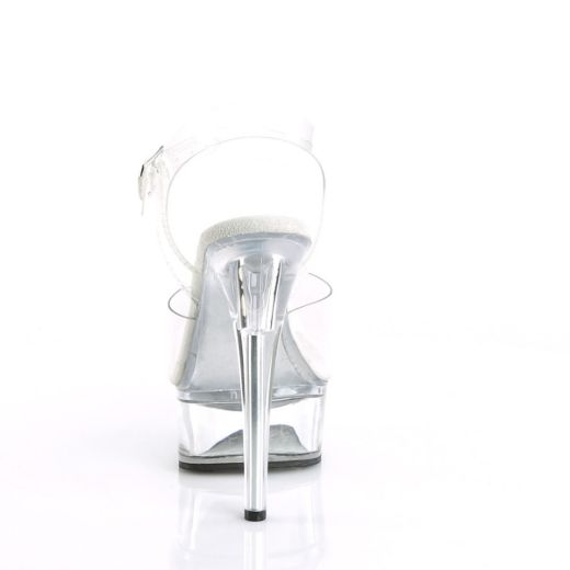Image of Pleaser EXCITE-608 Clr/Clr 6 Inch Heel 1 3/4 Inch PF Ankle Strap Sandal