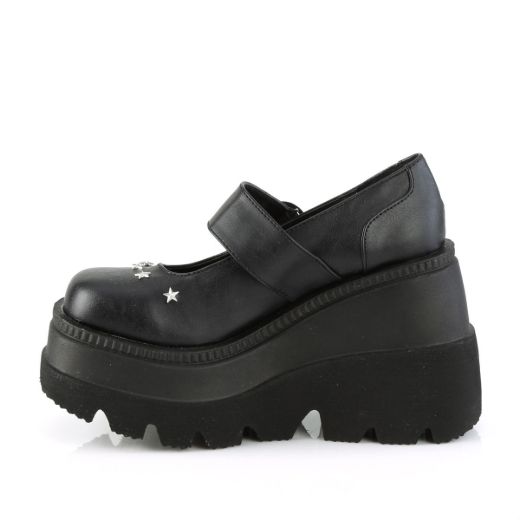 Image of Demonia SHAKER-23 Blk Vegan Leather 4 1/2 Inch Wedge PF Maryjane