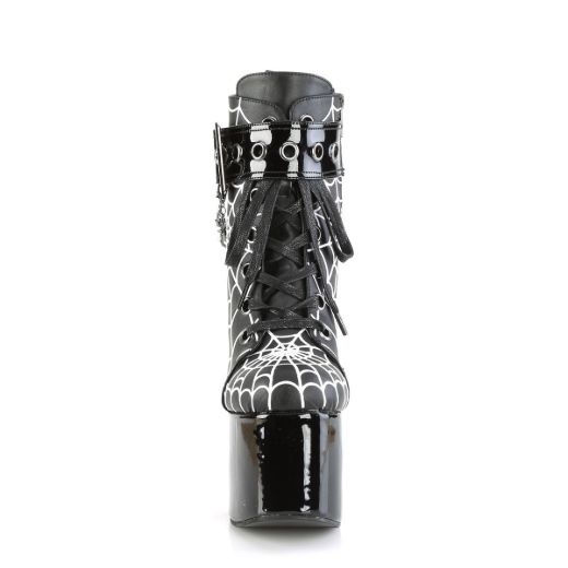 Image of Demonia TORMENT-51 Blk Vegan Leather 5 1/2 Inch Heel 3 Inch PF Lace-Up Ankle Boot Side Zip