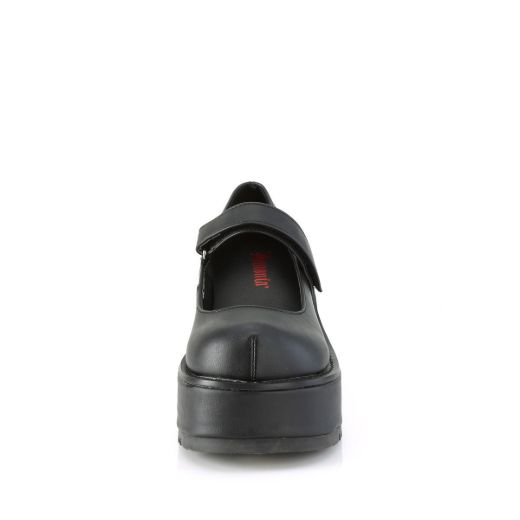 Product image of Demonia DOLLIE-01 Black Vegan Faux Leather 3 1/4 inch Platform Gothic Cyberpunk Lolita Mj With Hook N' Loop Straps