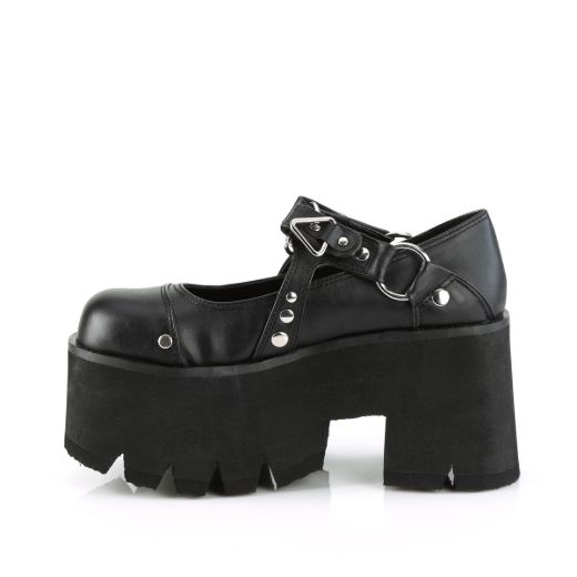 Image of Demonia ASHES-33 Blk Vegan Leather 3 1/2 InchChunky Heel 2 1/4 InchCut Out PF Maryjane