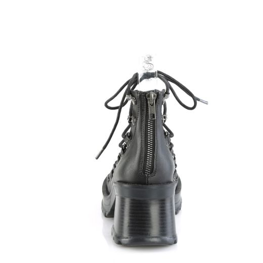 Image of Demonia BRATTY-32 Blk Vegan Leather 2 3/4 Inch Heel 1 Inch Platform Lace-Up Ankle High Shoe