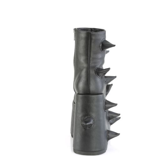 Image of Demonia SLAY-77 Blk Vegan Leather 7 Inch PF Ankle Boot Side Zip