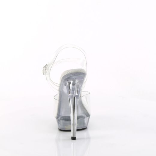 Image of Fabulicious SULTRY-608 Clr/Clr 6 Inch Heel 1 Inch PF Ankle Strap Sandal