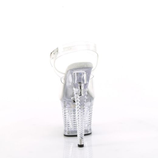 Image of Pleaser FLASHDANCE-708SPEC Clr/Clr 7 Inch Heel 3 Inch Textured LED Illuminated Ankle Strap Sandal