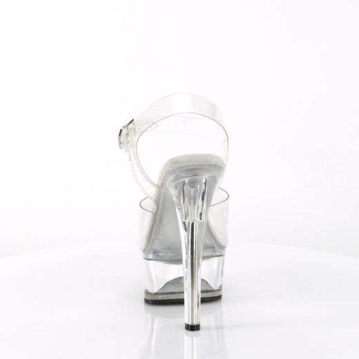 Image of Pleaser GLEAM-608 Clr/Clr 6 Inch Heel 1 3/4 Inch PF Ankle Strap Sandal