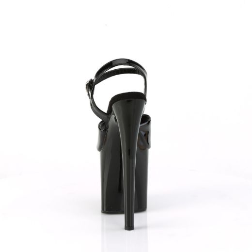 Image of Pleaser NAUGHTY-809 Blk Pat/Blk 8 Inch Heel 4 Inch PF Ankle Strap Sandal