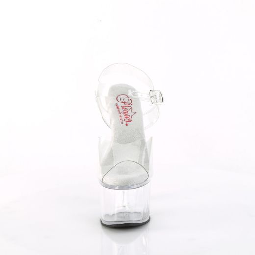 Image of Pleaser PASSION-708 Clr/Clr 7 Inch Heel 2 3/4 Inch PF Ankle Strap Sandal