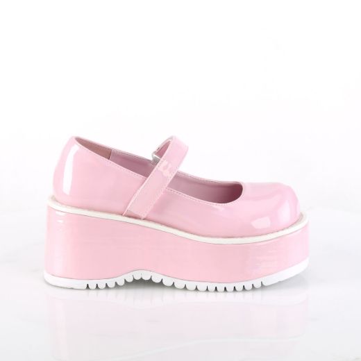 Image of Demonia DOLLIE-01 B. Pink Holo Pat 3 1/4 Inch Platform Maryjane