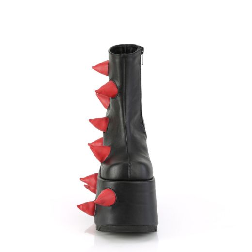 Image of Demonia SLAY-77 Blk-Red Vegan Leather 7 Inch PF Ankle Boot Side Zip