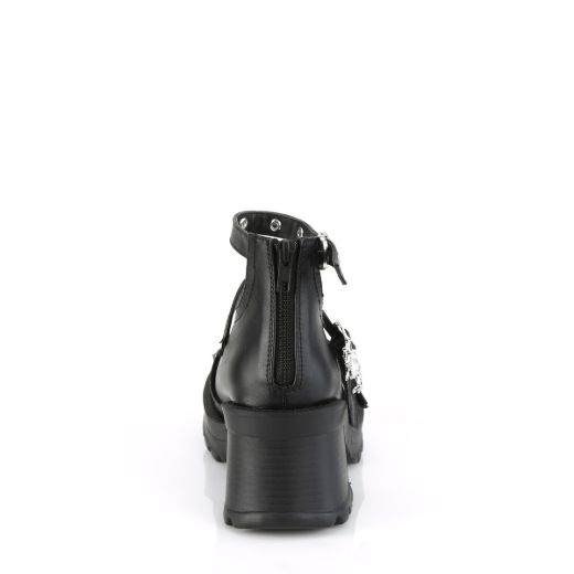 Product image of Demonia BRATTY-30 Blk Vegan Leather 2 3/4 Inch Heel 1 Inch Platform Ankle High Strappy Shoe