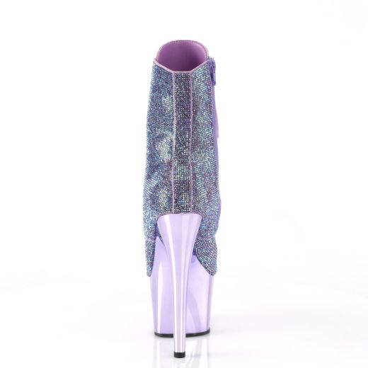 Product image of Pleaser ADORE-1020CHRS Lavender Multi RS/Lavender Chrome 7 Inch Heel  2 3/4 Inch PF RS Embellished Ankle Boot Side Zip