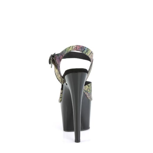 Product image of Pleaser ADORE-708N-LTP Green-Purple TPU/Blk 7 Inch Heel 2 3/4 Inch PF Ankle Strap Sandal