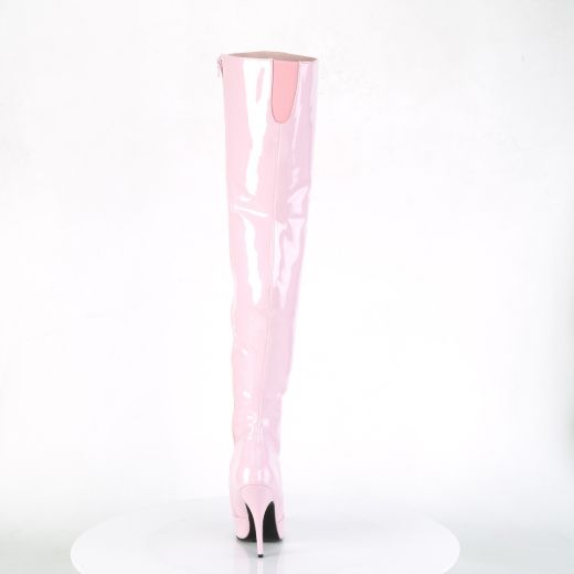 Product image of Pleaser SEDUCE-3010 B. Pink Pat 5 Inch Heel Classic Plain Thigh Boot Side Zip