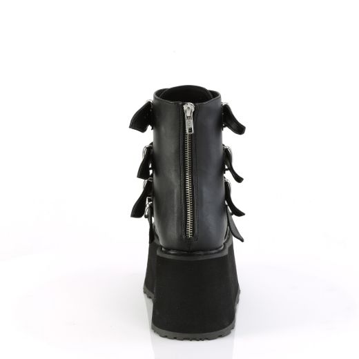 Product image of Demonia DAMNED-105 Blk Vegan Leather 3 1/2 Inch PF Ankle Bootw/ 4 Buckle Straps Back MetalZip