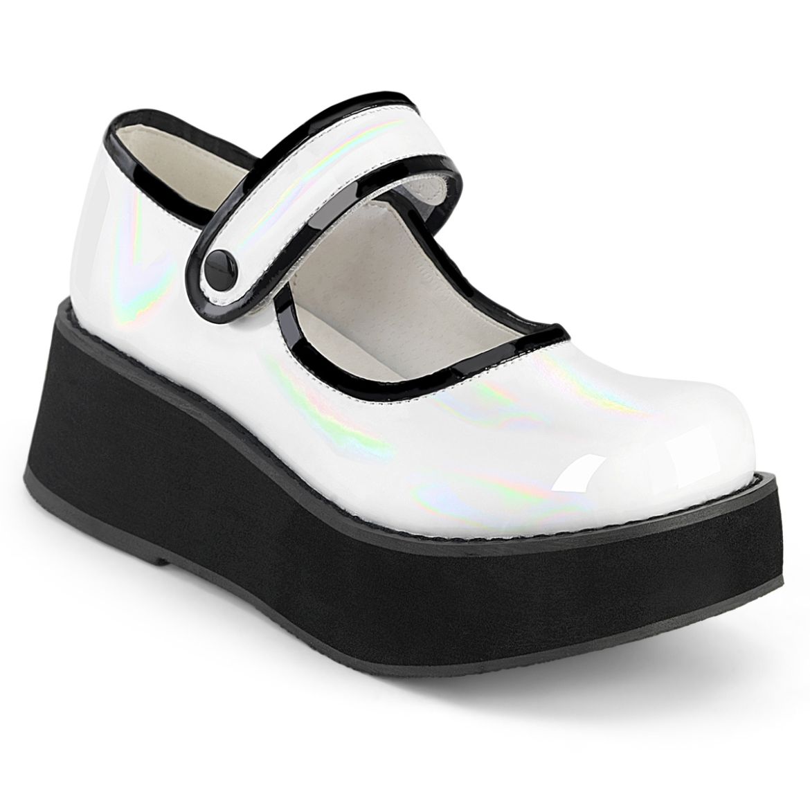 Product image of Demonia SPRITE-01 Wht Holo Pat 2 1/4 Inch PF Mary Jane