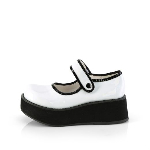 Product image of Demonia SPRITE-01 Wht Holo Pat 2 1/4 Inch PF Mary Jane