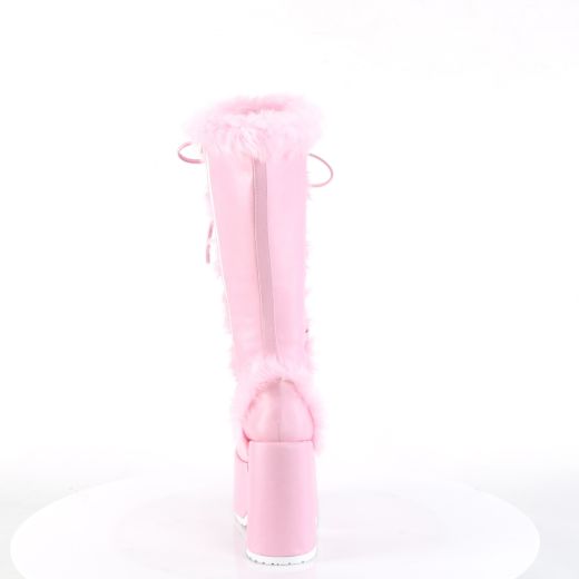 Product image of Demonia CAMEL-311 Pastel Pink Vegan Leather 5 Inch Chunky Heel 3 Inch P/F Lace-Up Knee High Boot Side Zip