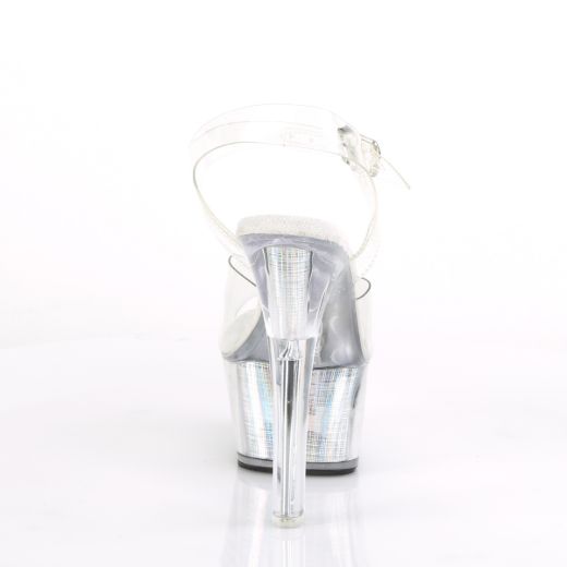 Product image of Pleaser Flashdance-608Ch Clear/Silver Hologram, 6 inch (15.2 cm) Heel, 2 1/4 inch (5.7 cm) Platform Sandal Shoes