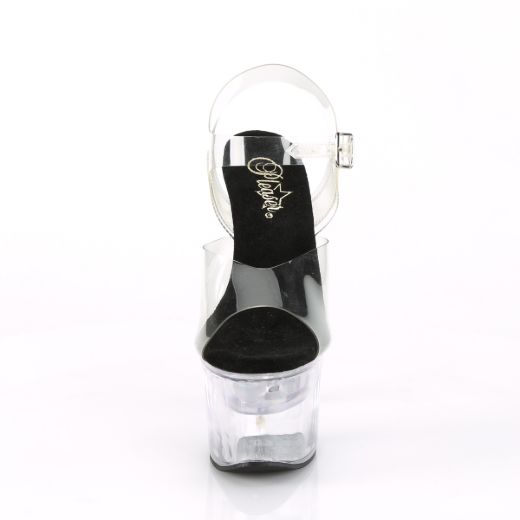 Product image of Pleaser Flashdance-708 Clear-Black/Clear, 7 inch (17.8 cm) Heel, 2 3/4 inch (7 cm) Platform Sandal Shoes