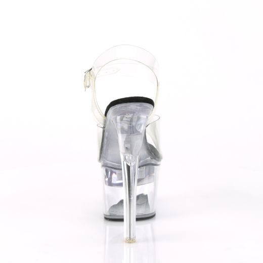 Product image of Pleaser Flashdance-708 Clear-Black/Clear, 7 inch (17.8 cm) Heel, 2 3/4 inch (7 cm) Platform Sandal Shoes