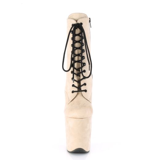 Product image of Pleaser Flamingo-1020Fs Beige Faux Suede/Beige Faux Suede, 8 inch (20.3 cm) Heel, 4 inch (10.2 cm) Platform Ankle Boot