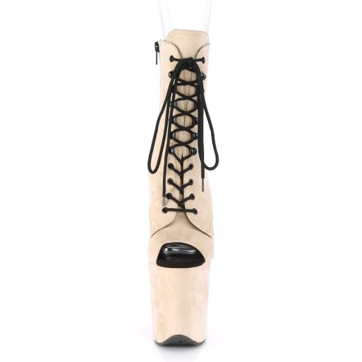 Product image of Pleaser Flamingo-1021Fs Beige Faux Suede/Beige Faux Suede, 8 inch (20.3 cm) Heel, 4 inch (10.2 cm) Platform Ankle Boot