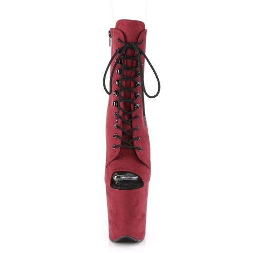 Product image of Pleaser Flamingo-1021Fs Burgundy Faux Suede/Burgundy Faux Suede, 8 inch (20.3 cm) Heel, 4 inch (10.2 cm) Platform Ankle Boot