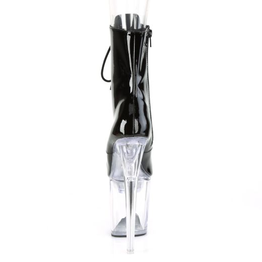 Product image of Pleaser Flashdance-1020-8 Black Patent/Clear, 8 inch (20.3 cm) Heel, 4 inch (10.2 cm) Platform Ankle Boot