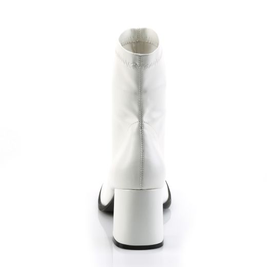 Product image of Funtasma Gogo-150 White Stretch Pu, 3 inch (7.6 cm) Block Heel Ankle Boot