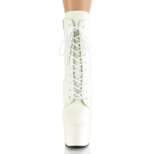 Product image of Pleaser ADORE-1020GD White Glow F.Faux Leather/White Glow F.Faux Leather 7 inch (17.8 cm) Heel 2 3/4 inch (7 cm) Platform Lace-Up Front Ankle Boot Side Zip