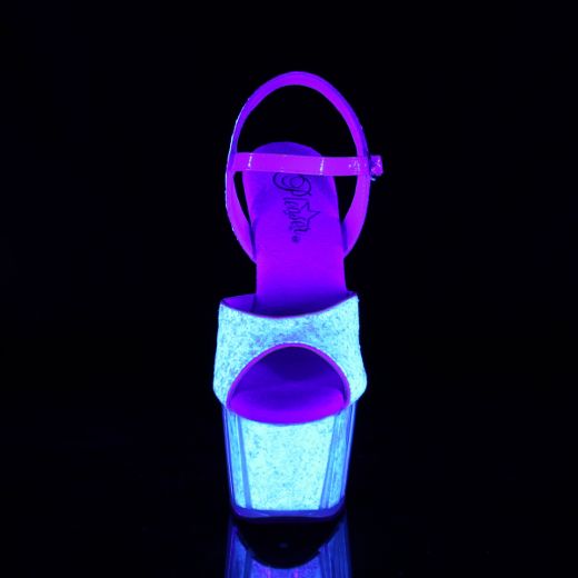 Product image of Pleaser ADORE-710UVG Neon Multicolour Glitter/Neon Multicolour Glitter 7 inch (17.8 cm) Heel 2 3/4 inch (7 cm) Platform Ankle Strap Sandal With Glitter Inserts