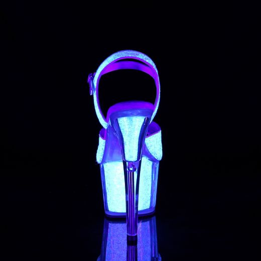 Product image of Pleaser ADORE-710UVG Neon Multicolour Glitter/Neon Multicolour Glitter 7 inch (17.8 cm) Heel 2 3/4 inch (7 cm) Platform Ankle Strap Sandal With Glitter Inserts