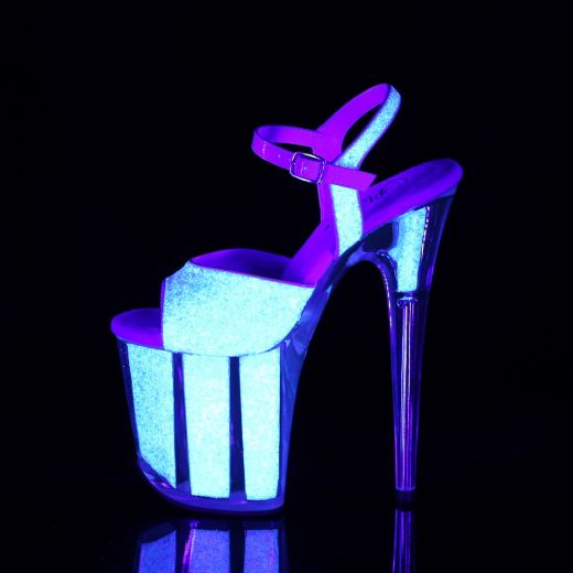 Product image of Pleaser FLAMINGO-810UVG Neon Multicolour Glitter/Neon Multicolour Glitter 8 inch (20 cm) Heel 4 inch (10 cm) Platform Ankle Strap Sandal With Glitter Inserts