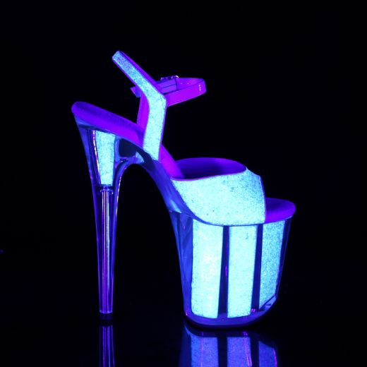 Product image of Pleaser FLAMINGO-810UVG Neon Multicolour Glitter/Neon Multicolour Glitter 8 inch (20 cm) Heel 4 inch (10 cm) Platform Ankle Strap Sandal With Glitter Inserts