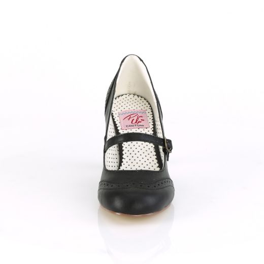 Product image of Pin Up Couture FLAPPER-32 Black Faux Leather 3 inch (7.5 cm) Kitten Heel Round Toe Maryjane Pump Court Pump Shoes