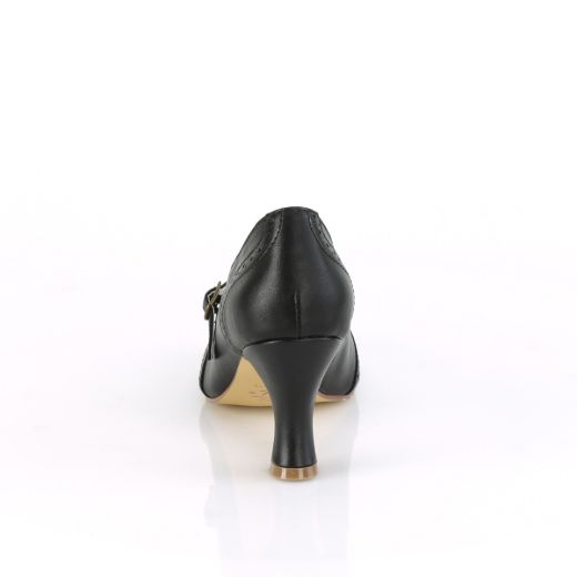 Product image of Pin Up Couture FLAPPER-32 Black Faux Leather 3 inch (7.5 cm) Kitten Heel Round Toe Maryjane Pump Court Pump Shoes