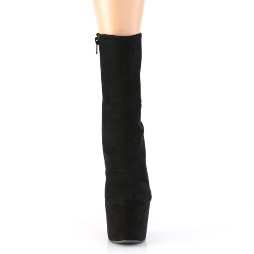 Product image of Pleaser ADORE-1042 Black Faux Suede/Black Faux Suede 7 inch (17.8 cm) Heel 2 3/4 inch (7 cm) Platform Ankle Boot Inside Zip