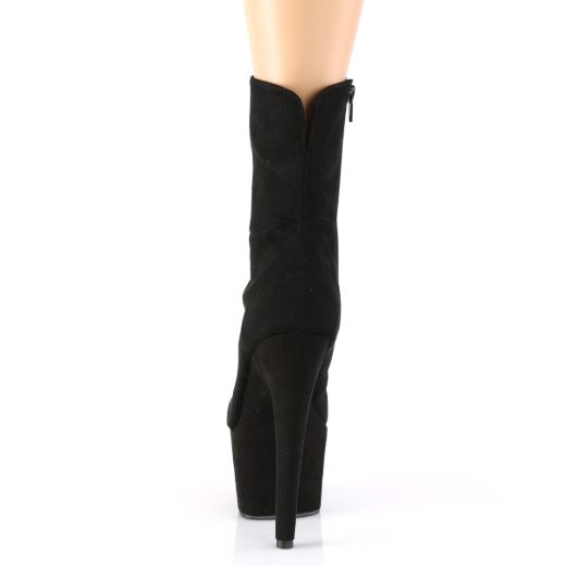Product image of Pleaser ADORE-1042 Black Faux Suede/Black Faux Suede 7 inch (17.8 cm) Heel 2 3/4 inch (7 cm) Platform Ankle Boot Inside Zip