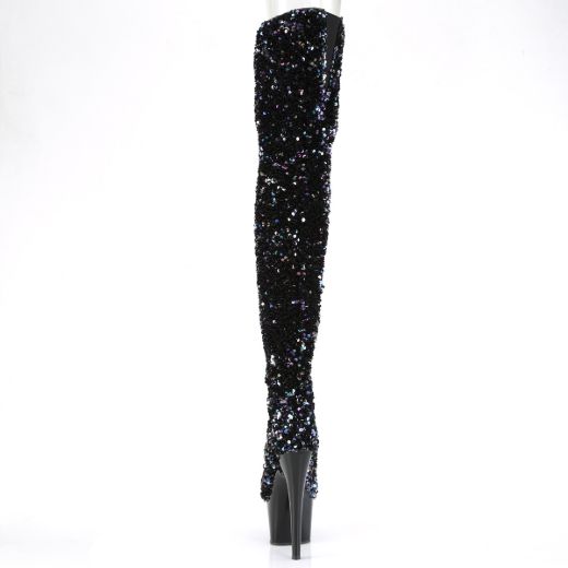 Product image of Pleaser ADORE-3020 Black Multicolour Seuqins/Black 7 inch (17.8 cm) Heel 2 3/4 inch (7 cm) Platform Sequins Thigh High Boot Inside Zip