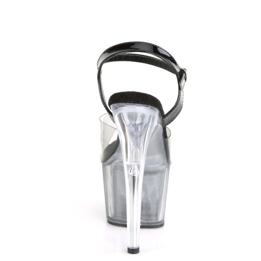 Product image of Pleaser ADORE-708T-1 Smoke-Black/Black-Clear Ombre 7 inch (17.8 cm) Heel 2 3/4 inch (7 cm) Platform Ombre Ankle Strap Sandal Shoes