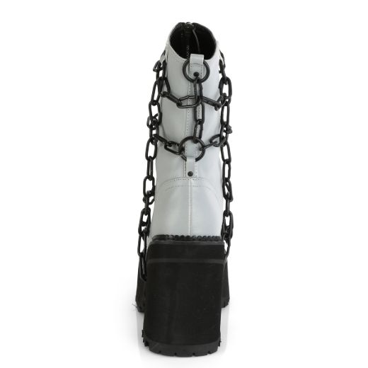 Product image of Demonia ASSAULT-66 Grey Reflective Vegan Faux Leather 4 3/4 inch (12.1 cm) Heel 2 1/4 inch (5.7 cm) Platform Ankle Boot Front Zip
