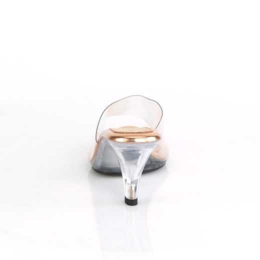 Product image of Fabulicious BELLE-301 Clear-Rose Gold/Clear 3 inch (7.6 cm) Heel 1/8 inch (3 cm) Platform Slide Slide Mule Shoes