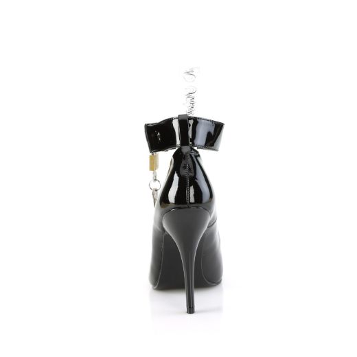 Product image of Pleaser SEDUCE-432 Blk Pat 5 Inch Heel Wide Band Ankle Cuff Pump