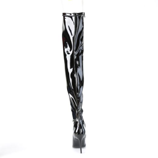 Product image of Pleaser CLASSIQUE-3000 Black Stretch Patent 4 inch (10.2 cm) Heel Stretch Thigh Boot Side Zip Thigh High Boot