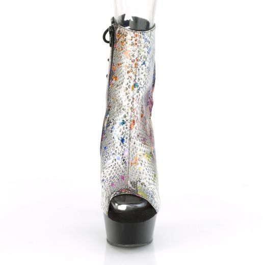 Product image of Pleaser DELIGHT-1018SP Multicolour-Color Animal Print Print/Black 6 inch (15.2 cm) Heel 1 3/4 inch (4.5 cm) Platform Open Toe/Heel Ankle Boot Side Zip