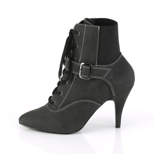 Product image of Pleaser Pink Label DREAM-1022 Black Faux Faux Suede Faux Leather 4 inch (10.1 cm) Heel Buckles Lace-Up Ankle Boot